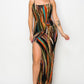 Split Thigh Multicolor Long Dress