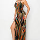 Split Thigh Multicolor Long Dress