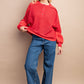 Waffle Knit And Fleece Contrast Henley Top With Button Front