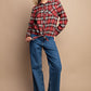 Tie Front Button Down Plaid Shirt With Front Pocket
