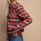 Tie Front Button Down Plaid Shirt With Front Pocket