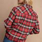 Tie Front Button Down Plaid Shirt With Front Pocket