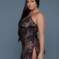 1 Pc Mini-length Chemise With Floral Lace Design