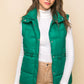 Zip Up Button Puffer Vest With Waist Toggles