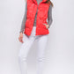 Zip Up Button Puffer Vest With Waist Toggles