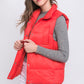 Zip Up Button Puffer Vest With Waist Toggles