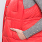 Zip Up Button Puffer Vest With Waist Toggles