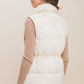 Zip Up Button Puffer Vest With Waist Toggles