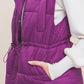 Zip Up Button Puffer Vest With Waist Toggles