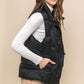 Zip Up Button Puffer Vest With Waist Toggles