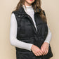 Zip Up Button Puffer Vest With Waist Toggles