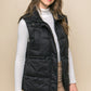 Zip Up Button Puffer Vest With Waist Toggles