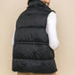 Zip Up Button Puffer Vest With Waist Toggles