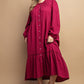 Plaid Button Down Hi - Low Hem Maxi Dress