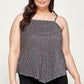Metallic Stripe Handkerchief Plus Size Top