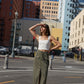 Solid High Waist Zipper Front Slit Midi Skirt